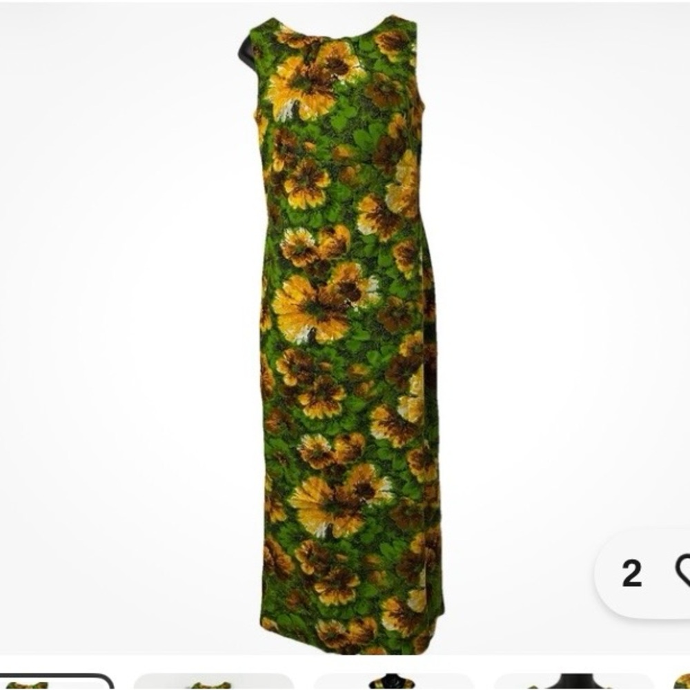 Gorgeous 12 Sleeveless Green Floral Maxi Dress with Yellow Bloom Print Sunlight